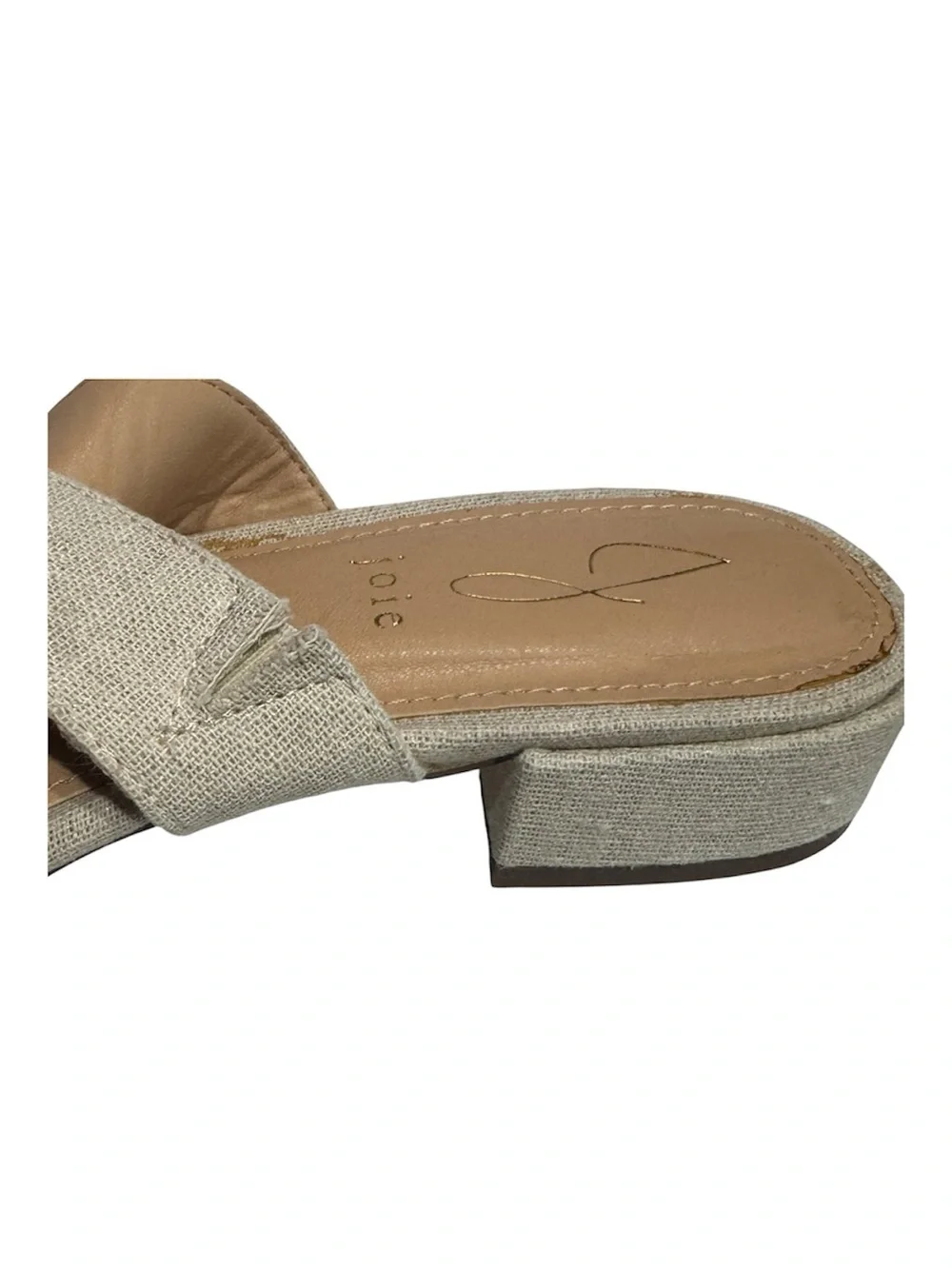 JOIE Sandal Nolita Size 10 Neutral Beige Linen Block Heel Slide Sandal